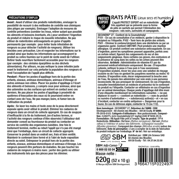 Pâte pour rats 240 g PROTECT EXPERT