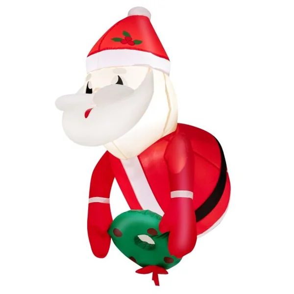 Père Noël Gonflable 100CM - Décoration Fenêtre de Noël Gonflable - 2 Lumières LED Intégrées 3Ventouses