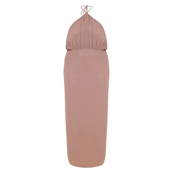 Pêche Robe Longue Grande Taille En Mousseline Col Licou