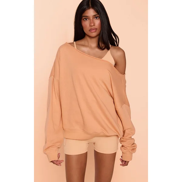 Pêche Sweat-shirt Oversize Épaules Dénudées
