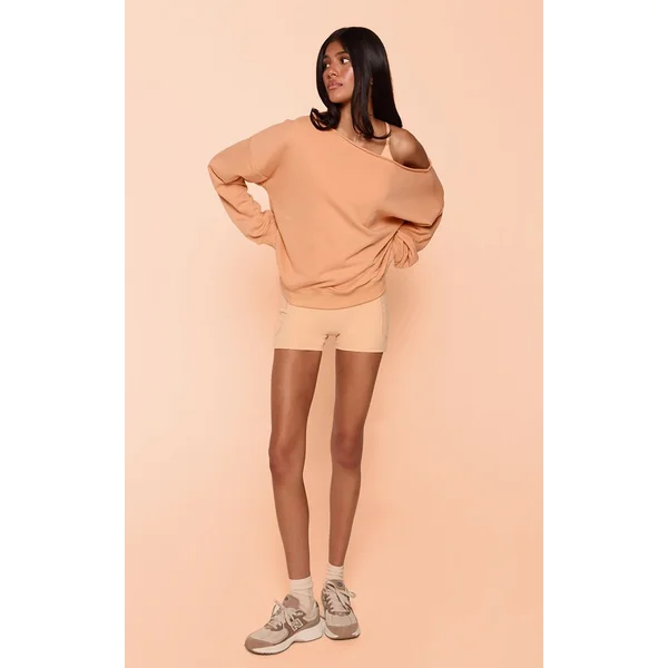 Pêche Sweat-shirt Oversize Épaules Dénudées