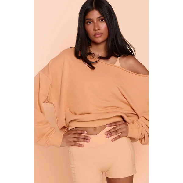 Pêche Sweat-shirt Oversize Épaules Dénudées