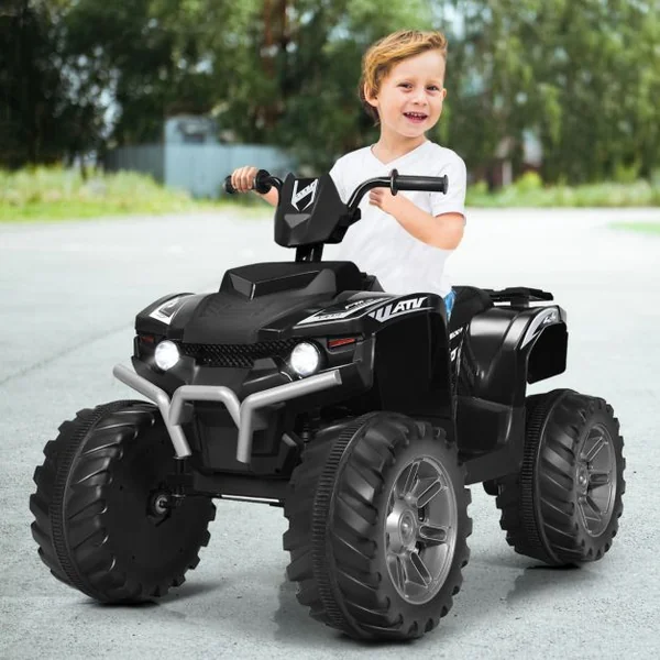 Quad Électrique 12V pour Enfants 3-7 Ans avec Lumière Musiques et Histoires 104x67x74cm pour Différents Terrains 7 Couleurs au Choix