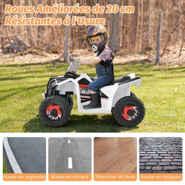 Quad Électrique 6 V 4 Roues Motrices Contrôle de Direction Bleu