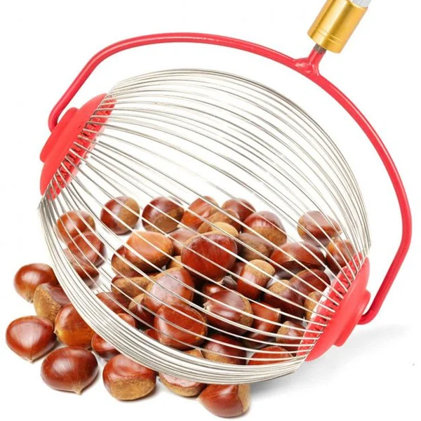 Ramasseur de Noix avec Tige Télescopique 70-128CM en Aluminium et Panier de Collecteur en Acier pour Les Noix Pacanes Pruneaux Golf
