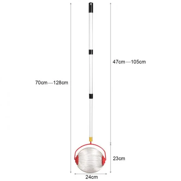 Ramasseur de Noix avec Tige Télescopique 70-128CM en Aluminium et Panier de Collecteur en Acier pour Les Noix Pacanes Pruneaux Golf