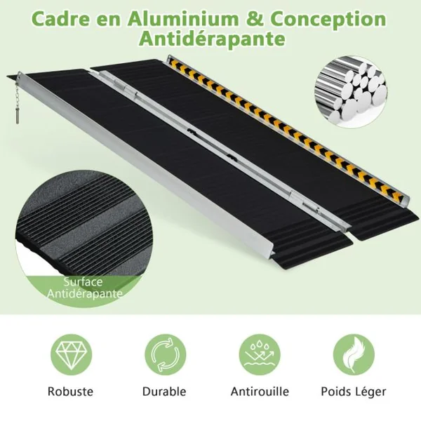 Rampe D’accès en Aluminium avec Plaque de Transition pour Maison 122L