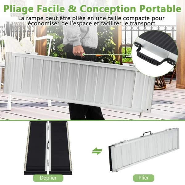 Rampe D’accès en Aluminium avec Plaque de Transition pour Maison 122L