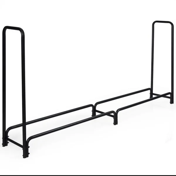 Range Bûche en Métal 245x36x122,5cm Porte-bûches Pieds Surélevés Charge Max 500KG Abri Bûche Rangement Bois pour Jardin Poêle Brasero Noir