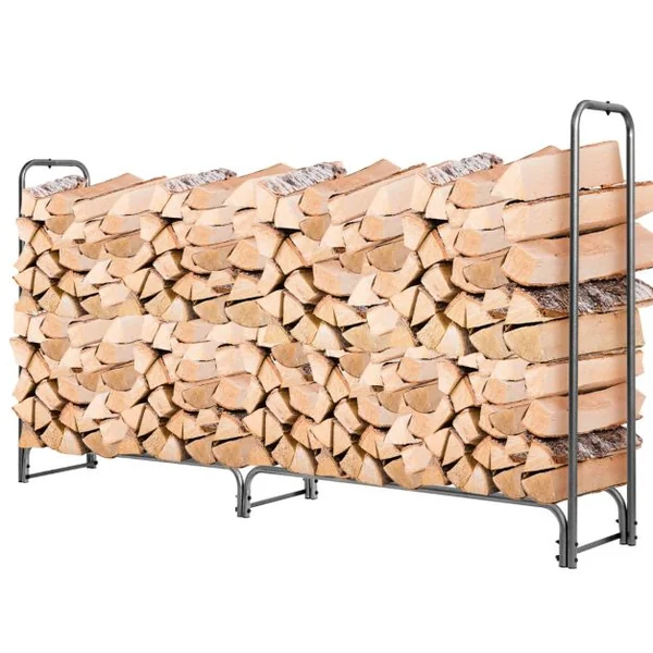 Range Bûche Extérieur avec Housse PVC 600D Imperméabl Abri Bûche Rangement Bois Porte-bûches Abris Bois Noir