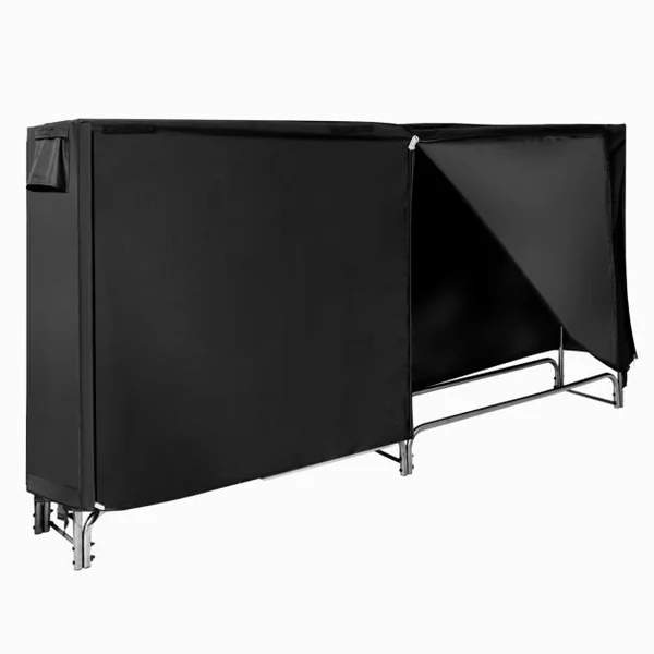 Range Bûche Extérieur avec Housse PVC 600D Imperméabl Abri Bûche Rangement Bois Porte-bûches Abris Bois Noir