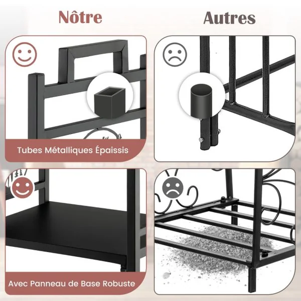 Range Bûche Intérieur, Porte-Bûches Métal Charge 30 kg pour Rangement Bois Intérieur Porte Bûche Cheminée pour Poêle Foyer Motif d'Élan 46 x 33 x 46 cm