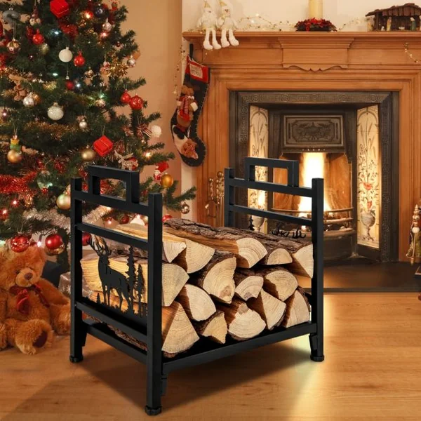 Range Bûche Intérieur Porte-Bûches Métal Charge 60 kg pour Rangement Bois Intérieur Porte Bûche Cheminée pour Poêl Foyer 46 x 34 x 45 cm
