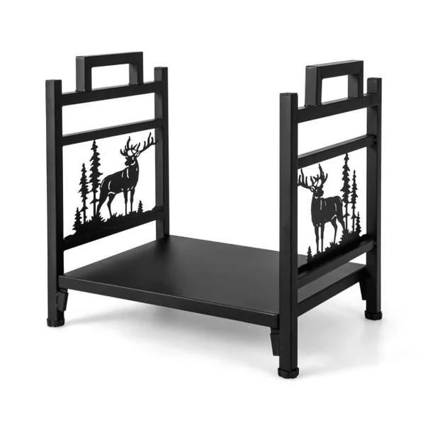 Range Bûche Intérieur Porte-Bûches Métal Charge 60 kg pour Rangement Bois Intérieur Porte Bûche Cheminée pour Poêl Foyer 46 x 34 x 45 cm
