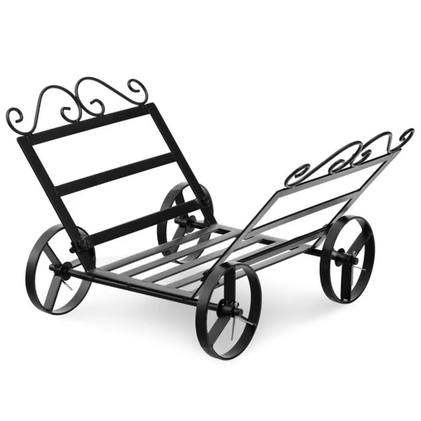 Range Bûches en Métal Serviteur de Cheminée avec 4 Roues pour Intérieur et Extérieur Idéal pour Cheminée Foyer Noir