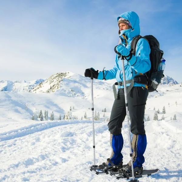 Raquettes à Neige Légères 78 Cm en Aluminium avec Système de Pivot Flexible Fixation à Double Cliquet Bâtons Sac de Transport Argent