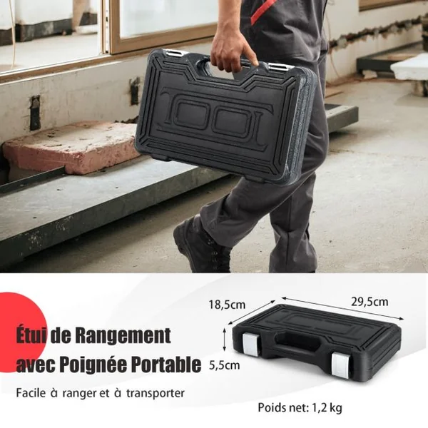 Riveteuse Manuelle avec 200 Rivets et 4 Outils-Embouts de Rivets Interchangeables à Volonté avec Étui de Transport