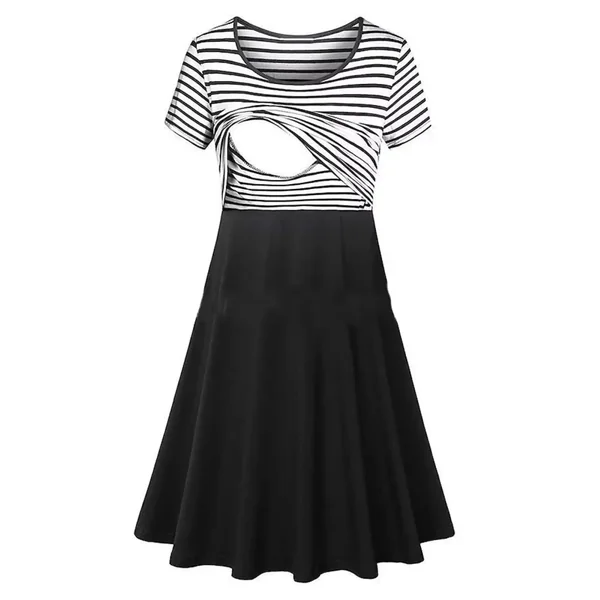 Robe Allaitement Rayés à Manche Courte