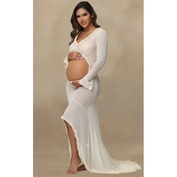 Robe Blanche Shooting Grossesse Transparente
