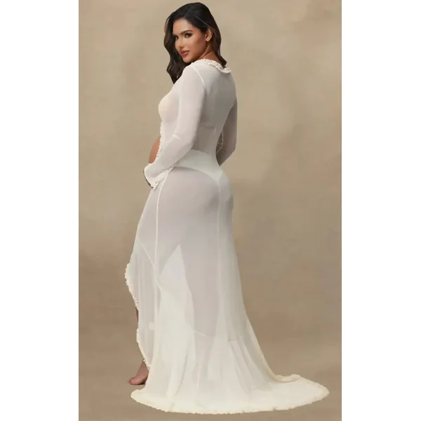 Robe Blanche Shooting Grossesse Transparente