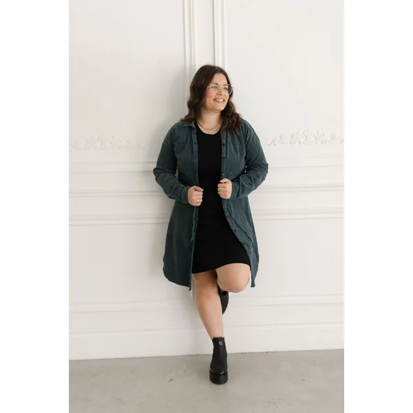Robe chemise en corduroy - sarcelle