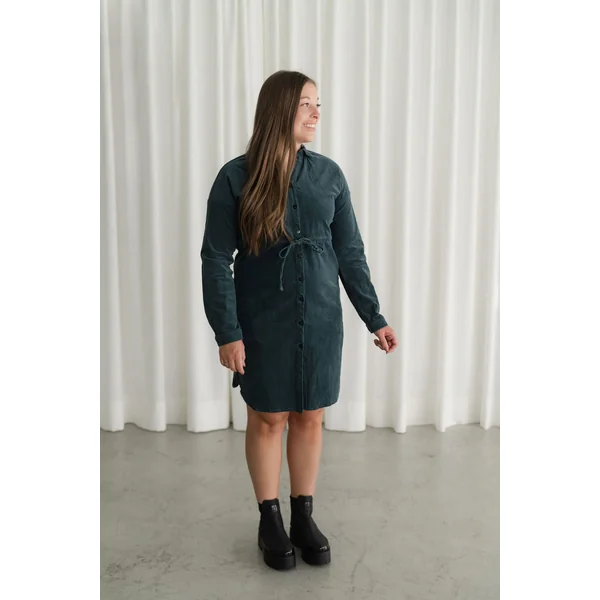 Robe chemise en corduroy - sarcelle