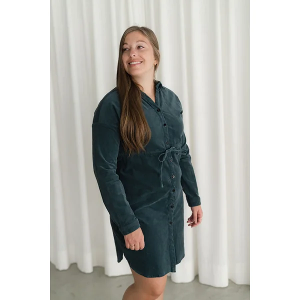 Robe chemise en corduroy - sarcelle