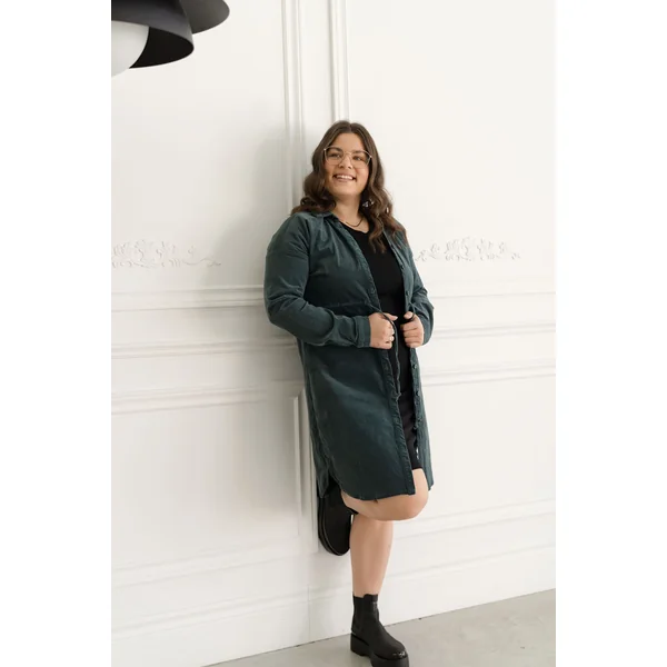 Robe chemise en corduroy - sarcelle