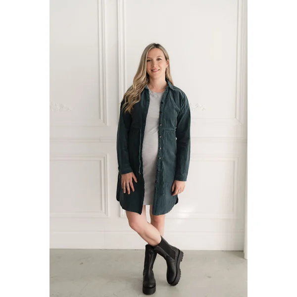Robe chemise en corduroy - sarcelle