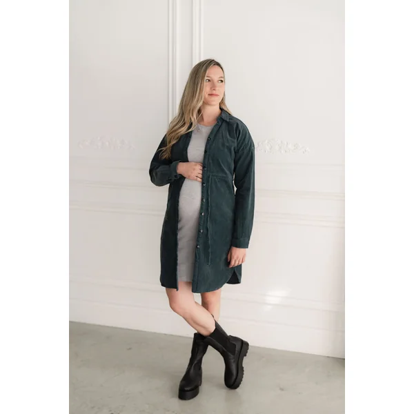 Robe chemise en corduroy - sarcelle
