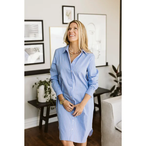 Robe chemise à rayures - combo bleu