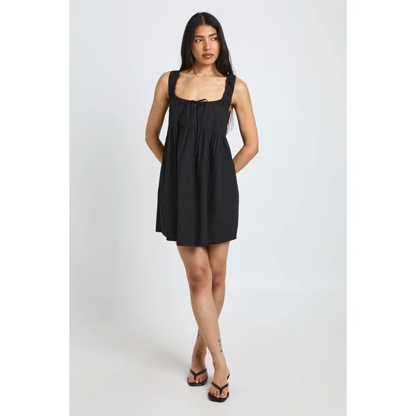 Robe Courte Smock Grande Taille Avec Détail Nœud Devant