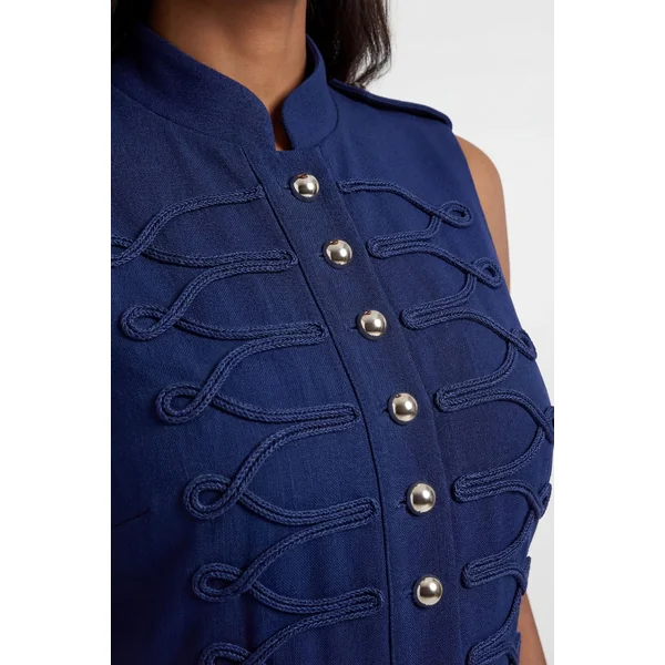 Robe Crayon Droite Compacte Stretch À Détails Boutons