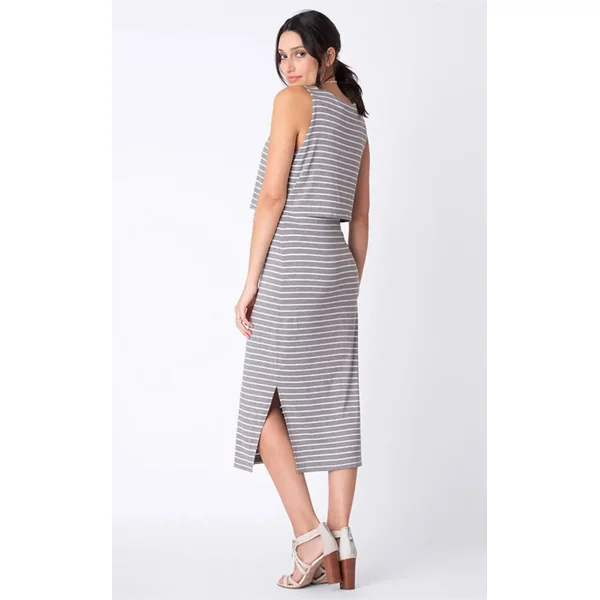 Robe D'allaitement Rayée Grise