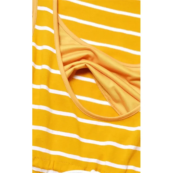 Robe D’Allaitement Rayée Jaune à Manches Courtes