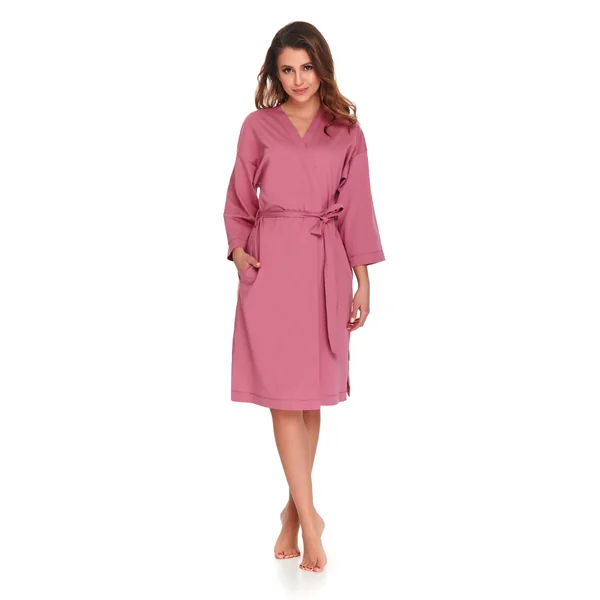 Robe de chambre de grossesse en coton biologique - Corail/Lilas - Reste S et L
