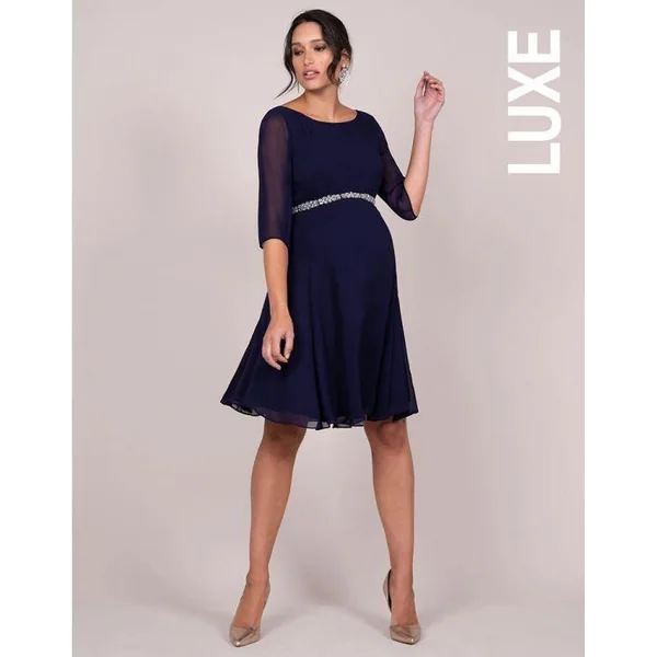 Robe de Cocktail Grossesse Perlée - Bleu