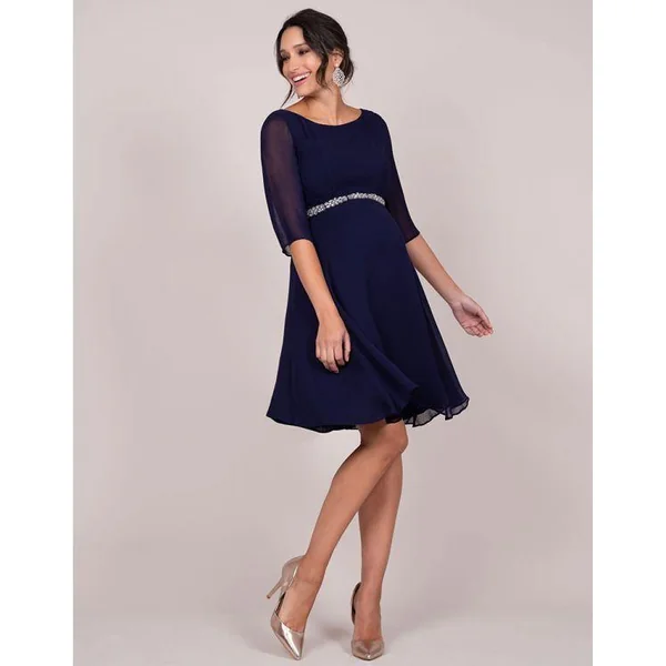 Robe de Cocktail Grossesse Perlée - Bleu