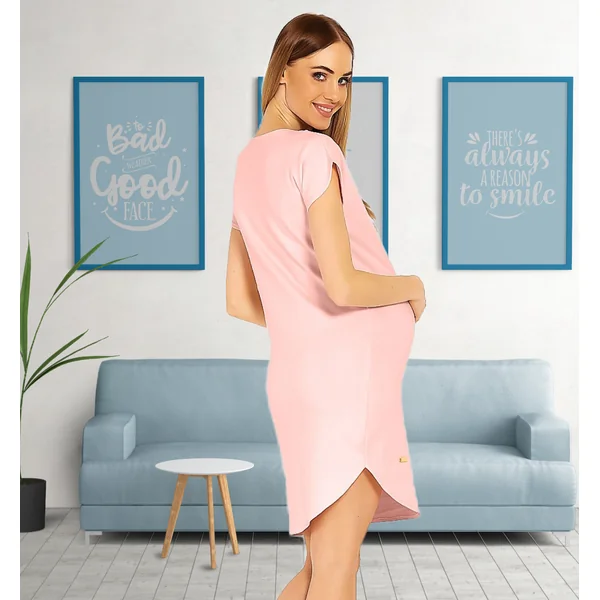 Robe de grossesse acidulée en coton - Rose - Reste T38