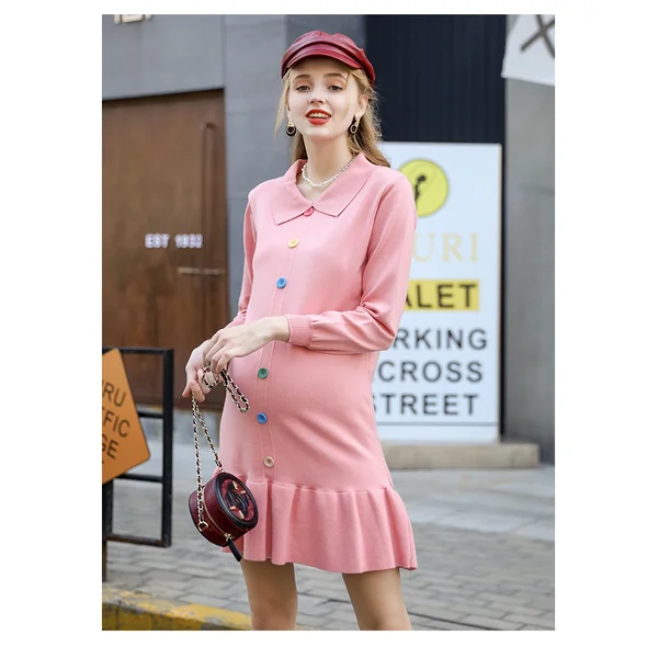 Robe de grossesse avec boutons multicolores