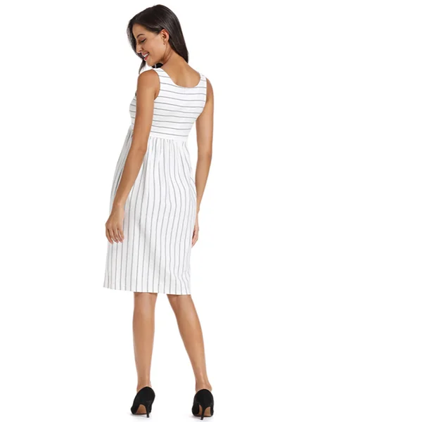 Robe de grossesse débardeur rayée - Rose/Blanc - Reste 1L