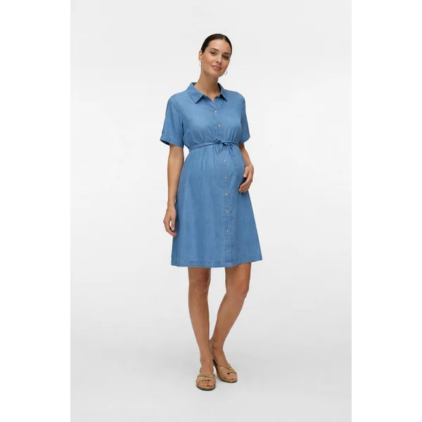 Robe de grossesse en Tencel bleu – légère et fluide