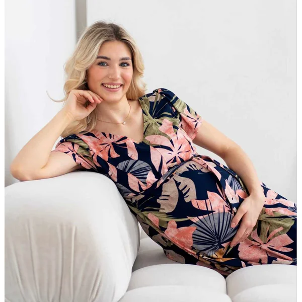 Robe de grossesse et allaitement longue fleurie Asilla - Reste 1M