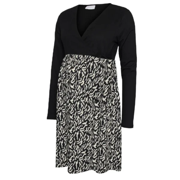 Robe de grossesse et allaitement à imprimé noir et blanc – confortable et pratique