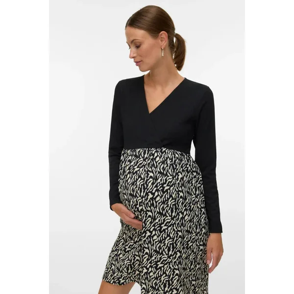 Robe de grossesse et allaitement à imprimé noir et blanc – confortable et pratique