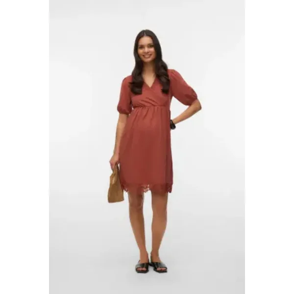Robe de grossesse et d'allaitement terracotta cache-cœur