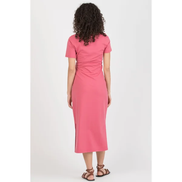 Robe de grossesse rose framboise en coton – Nœud latéral