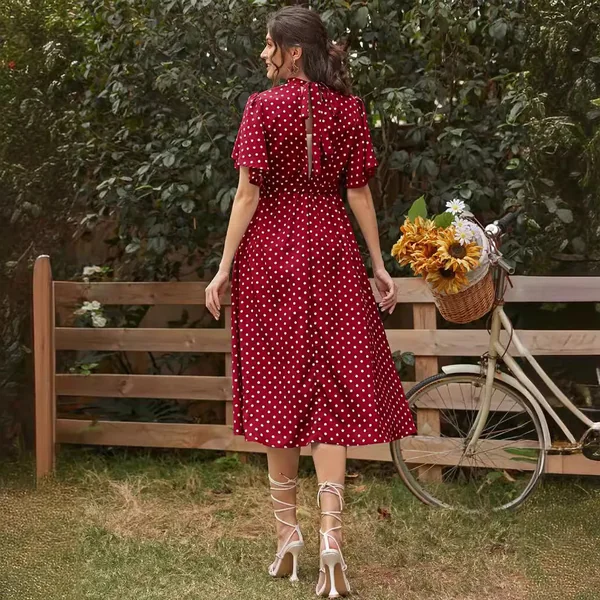 Robe De Grossesse Rouge À Pois Blanc
