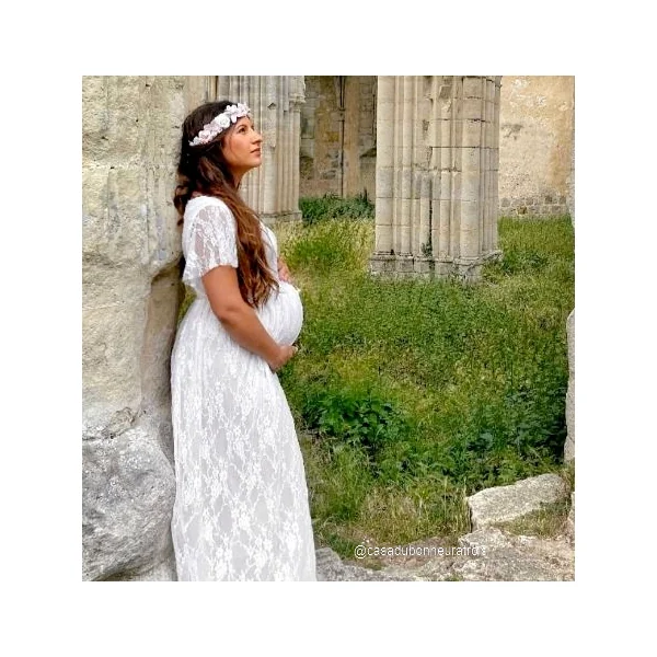 Robe de grossesse shooting photo 1001 nuits - Rose/Blanc