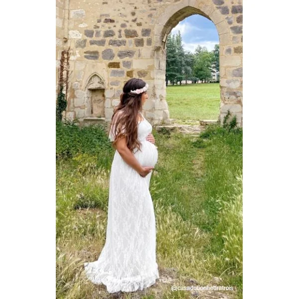 Robe de grossesse shooting photo 1001 nuits - Rose/Blanc
